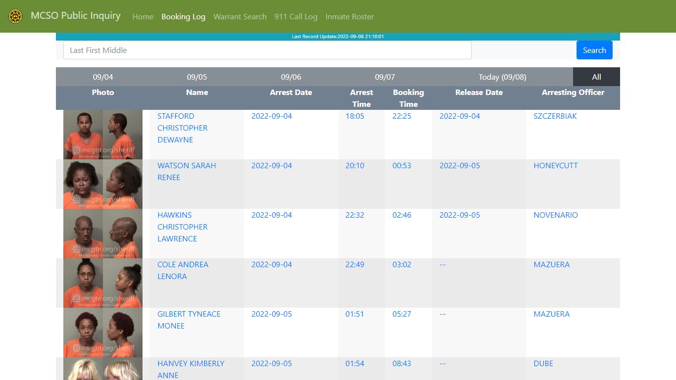 MCSO Public Inquiry: Booking Log - api.mcgtn.org